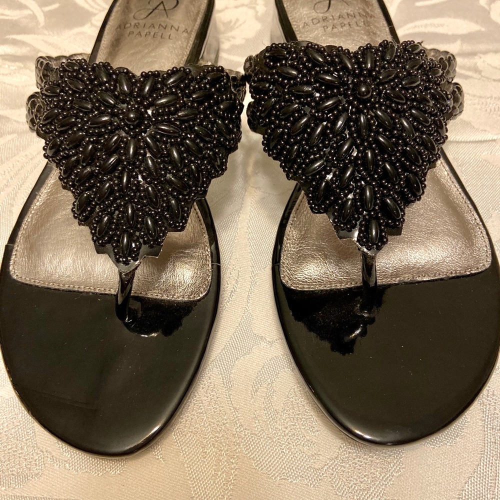 Adrianna Papell Black Leather Sandals